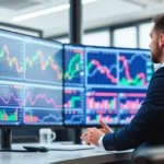 Trading view charts shown on monitor, illustrating real-time market analysis for traders and