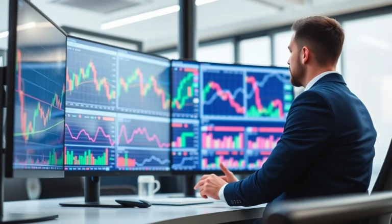 Trading view charts shown on monitor, illustrating real-time market analysis for traders and